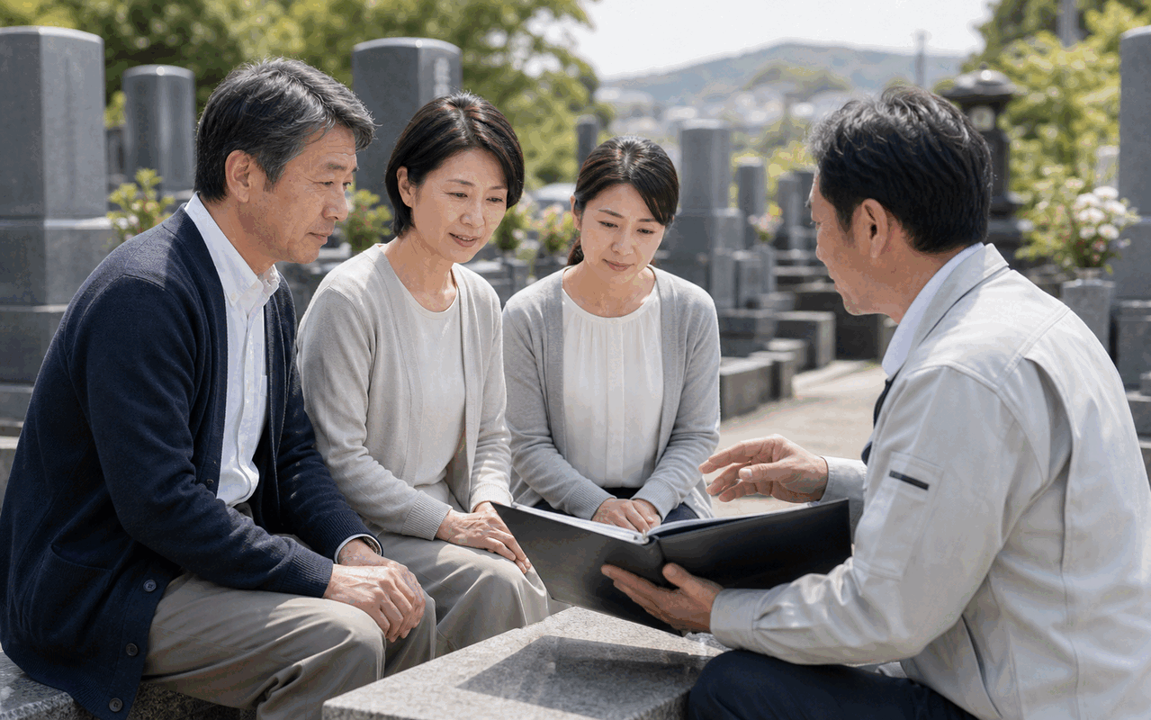 墓じまいの費用や手続きを相談するイメージ