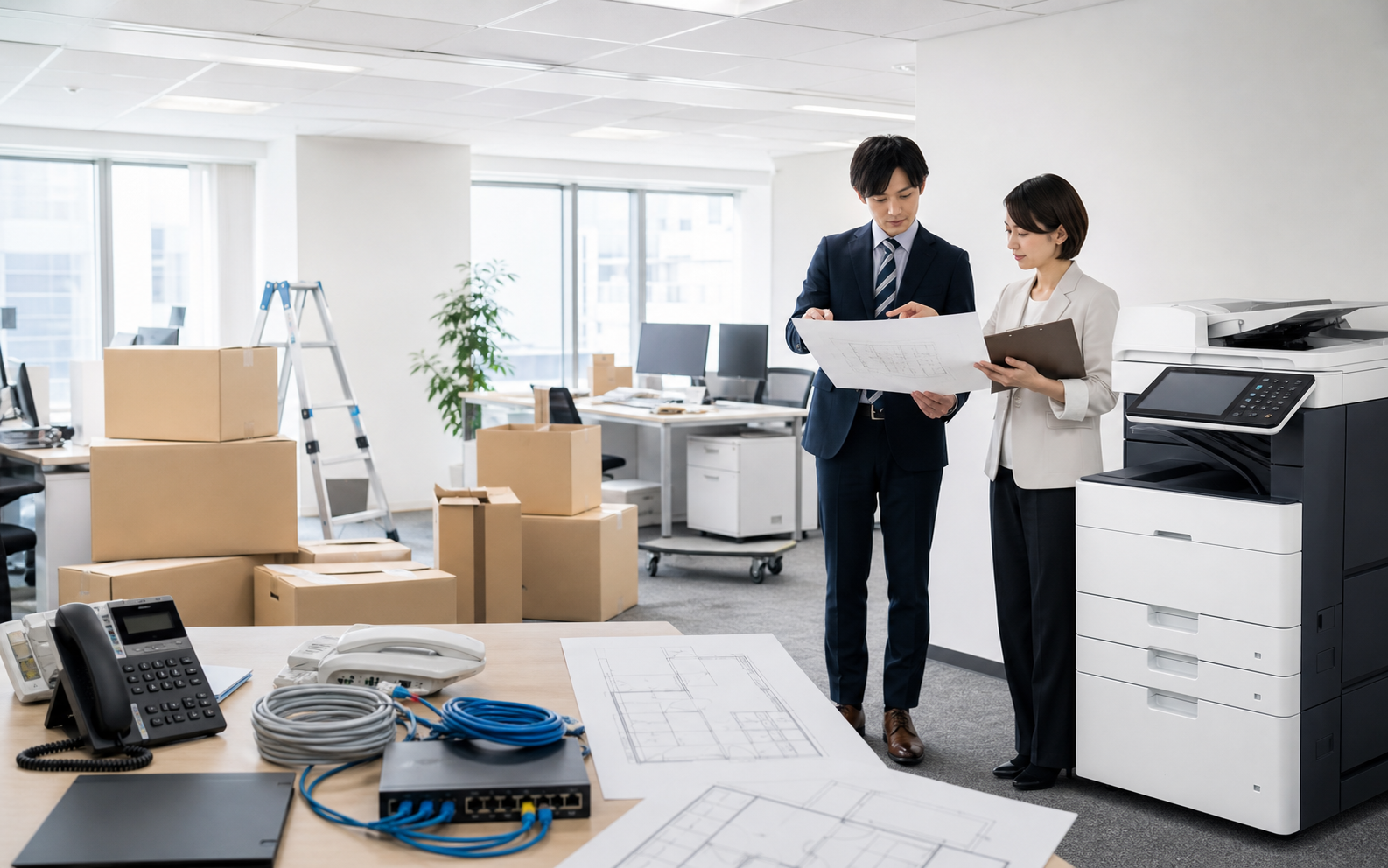 オフィス移転でコピー機や通信設備を見直したいの確認イメージ